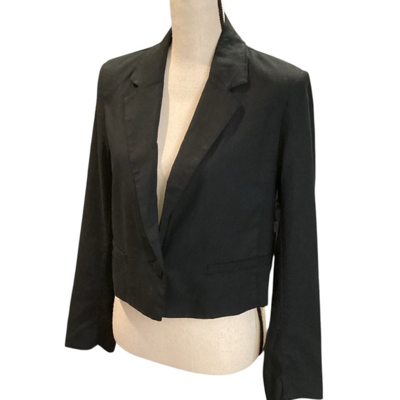 A New Day Linen Blend Black Cropped Blazer, Medium NWT - Picture 12 of 12